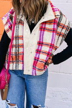 Load image into Gallery viewer, Rose Sherpa Plaid Jacket Vest
