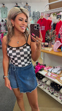 Load image into Gallery viewer, Black Sheer Checkered Print Spaghetti Top

