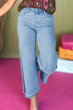 Load image into Gallery viewer, Myosotis Acid Washed High Rise Cropped Wide Leg Jeans
