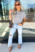 Load image into Gallery viewer, Light Grey Bowknot Applique Cap Sleeve Sweater
