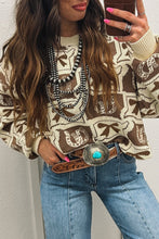 Load image into Gallery viewer, Brown Bows &amp; Horseshoes Pattern Western Fashion Print Sweater
