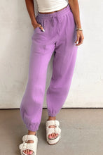 Load image into Gallery viewer, Lilac Drawstring Elastic Waistband Solid Color Jogger Pants
