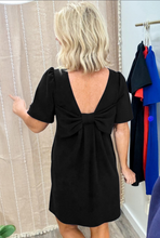 Load image into Gallery viewer, Black Bow Decor Short Sleeve Dress
