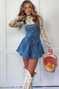"WAITLIST" Sky Blue Buckle Straps Bib Style Drawstring Tied Ba