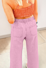Load image into Gallery viewer, Pink Beaded Side Split Loose Jeans
