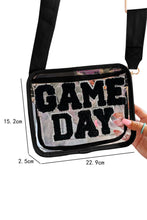 Load image into Gallery viewer, Black GAME DAY Rugby Football Clear Shoulder Bag
