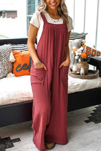 Load image into Gallery viewer, &quot;WAITLIST&quot; Red Clay Knotted Back Strap Cotton Bib Jumpsuit
