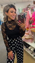 Load image into Gallery viewer, Black Sheer Floral Lace Top
