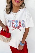 Load image into Gallery viewer, &quot;WAITLIST&quot; White Independence Day TEXAS Bow Printed T Shirt
