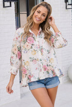 Load image into Gallery viewer, Floral Button Down Ruffle Hem Shirt
