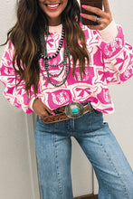 Load image into Gallery viewer, Pink Bows &amp; Horseshoes Pattern Western Fashion Print Sweater
