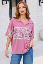 Load image into Gallery viewer, Pink Floral Panel Collared Top
