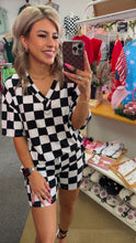 Load image into Gallery viewer, Black Checkerboard Print V Neck Set
