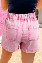 Load image into Gallery viewer, Strawberry Pink Elastic High Waisted Denim Shorts
