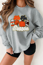Load image into Gallery viewer, Gray Tis The Season Pumpkin Rugby Graphic Sweatshirt
