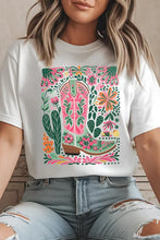 Load image into Gallery viewer, &quot;WAITLIST&quot; White Western Boot Flower Print Crew Neck Loose Tee
