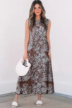 Load image into Gallery viewer, Multicolour Leopard Checkered Double Printed Reversible Sleeveless Long Dress
