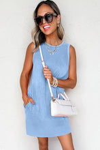 Load image into Gallery viewer, &quot;WAITLIST&quot; Beau Blue Mineral Wash Tank Mini Dress with Pockets
