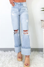 Load image into Gallery viewer, Beau Blue Light Wash Distressed Straight Jeans

