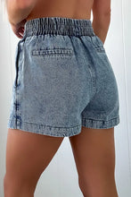 Load image into Gallery viewer, Dusk Blue Drawstring High Waist Pocketed Denim Shorts
