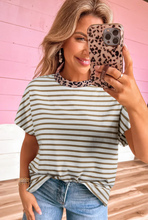 Load image into Gallery viewer, Khaki Stripe Leopard T Shirt
