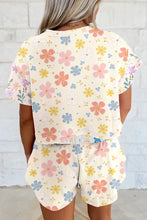 Load image into Gallery viewer, Apricot Floral Print Crop Top Wide Leg Short Set
