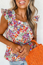 Load image into Gallery viewer, &quot;WAITLIST&quot; Rose Red Floral Square Neck Flutter Tank Top
