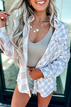Load image into Gallery viewer, Khaki Checkerboard Flap Pocket Button Front Shacket
