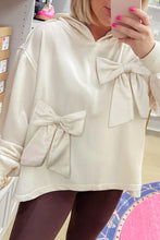 Load image into Gallery viewer, White Solid Color Cute Bow Detail Loose Hoodie
