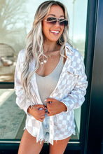 Load image into Gallery viewer, Khaki Checkerboard Flap Pocket Button Front Shacket
