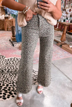 Load image into Gallery viewer, Brown Leopard Frayed Edge Wide Leg High Waist Jean
