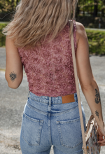Load image into Gallery viewer, Heather Floral Textured V Neck Wrapped Sleeveless Bodysuit
