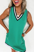 Load image into Gallery viewer, Mint Green Color Contrast Trim V Neck Shift Sleeveless Mini Dress
