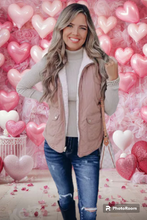 Load image into Gallery viewer, Pink Fleece Lined Quilted Vest Coats
