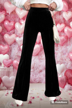 Load image into Gallery viewer, Black Solid Color High Waist Flare Corduroy Pants
