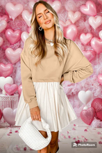Load image into Gallery viewer, Pale Khaki Sweatshirt Poplin Mini Dress
