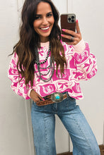 Load image into Gallery viewer, Pink Bows &amp; Horseshoes Pattern Western Fashion Print Sweater
