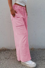 Load image into Gallery viewer, &quot;WAITLIST&quot; Bonbon Mineral Wash Exposed Seam Drawstring High Waist Wide Leg Cargo
