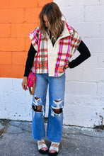Load image into Gallery viewer, Rose Sherpa Plaid Jacket Vest
