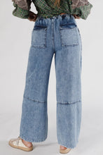 Load image into Gallery viewer, Ashleigh Blue Acid Wash Exposed Seam Drawstring Elastic Waistband Jeans
