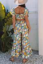 Load image into Gallery viewer, Yellow Floral Allover Print Shirred Cut Out High Waist Jumpsuit
