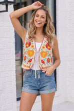 Load image into Gallery viewer, Floral Embroidered Tie Front Vest

