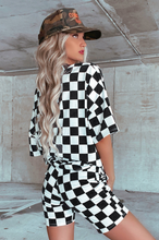 Load image into Gallery viewer, Black Checkerboard Print V Neck Set
