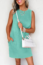 Load image into Gallery viewer, Sea Green Mineral Wash Tank Mini Dress with Pockets
