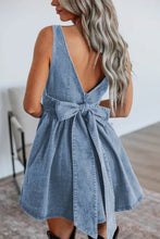 Load image into Gallery viewer, &quot;WAITLIST&quot; Myosotis Square Neck Bowknot A-line Sleeveless Denim Dress
