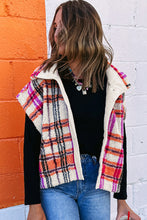 Load image into Gallery viewer, Rose Sherpa Plaid Jacket Vest
