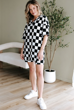 Load image into Gallery viewer, Black Checkerboard Print V Neck Set
