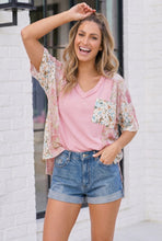 Load image into Gallery viewer, Pink Mixed Floral Print Oversized V-Neck Top
