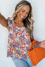 Load image into Gallery viewer, &quot;WAITLIST&quot; Rose Red Floral Square Neck Flutter Tank Top
