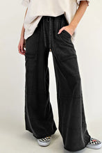 Load image into Gallery viewer, &quot;WAITLIST&quot; Black Mineral Wash Exposed Seam Drawstring High Waist Wide Leg Cargo
